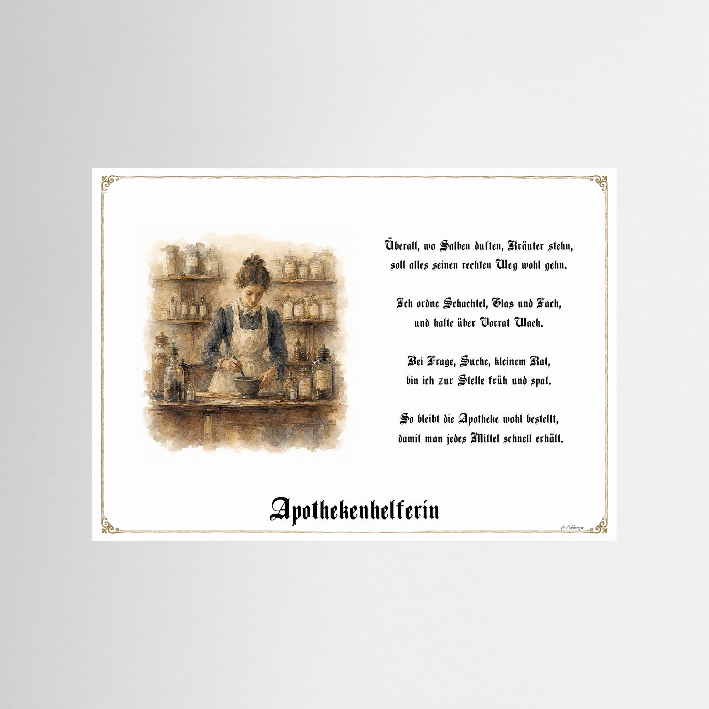 Zunftbild Apothekenhelferin als Fine-Art-Kunstdruck ohne Rahmen