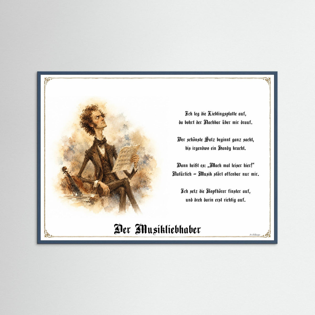 Zunftbild Der Musikliebhaber-Griesgram – Beispielansicht des Kunstdrucks