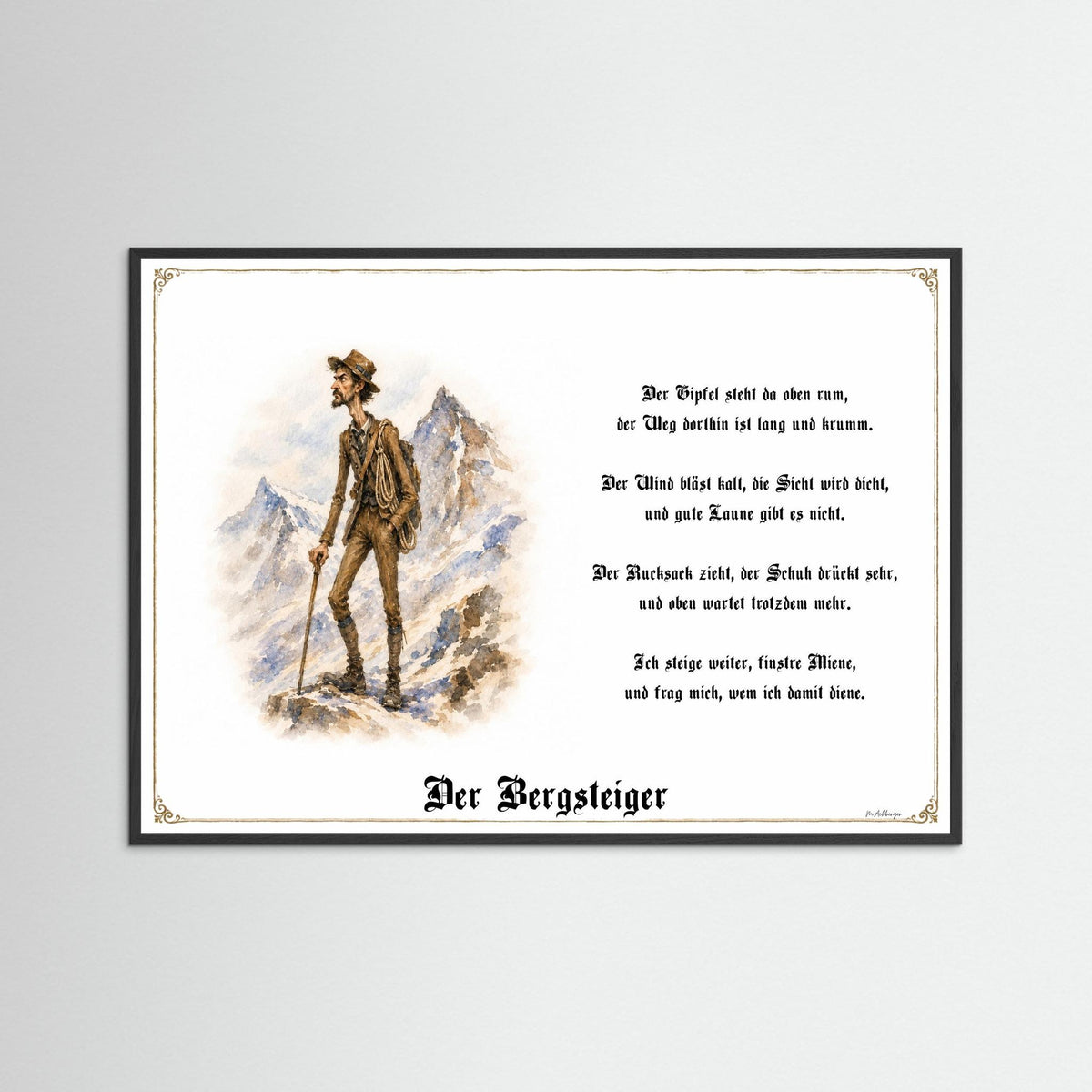 Zunftbild Der Bergsteiger-Griesgram – Beispielansicht des Kunstdrucks