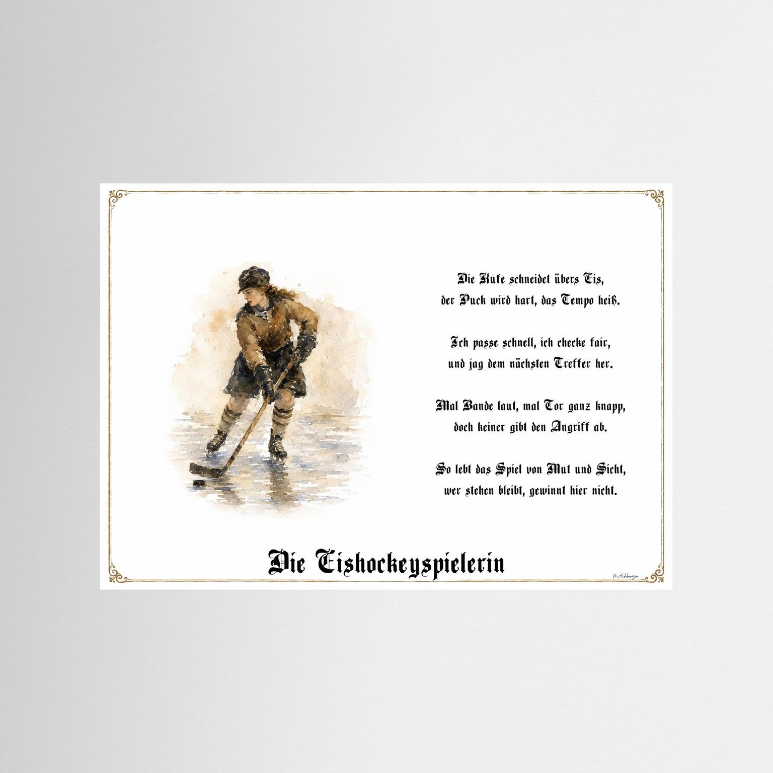 Sportbild Eishockeyspielerin als Fine-Art-Kunstdruck ohne Rahmen