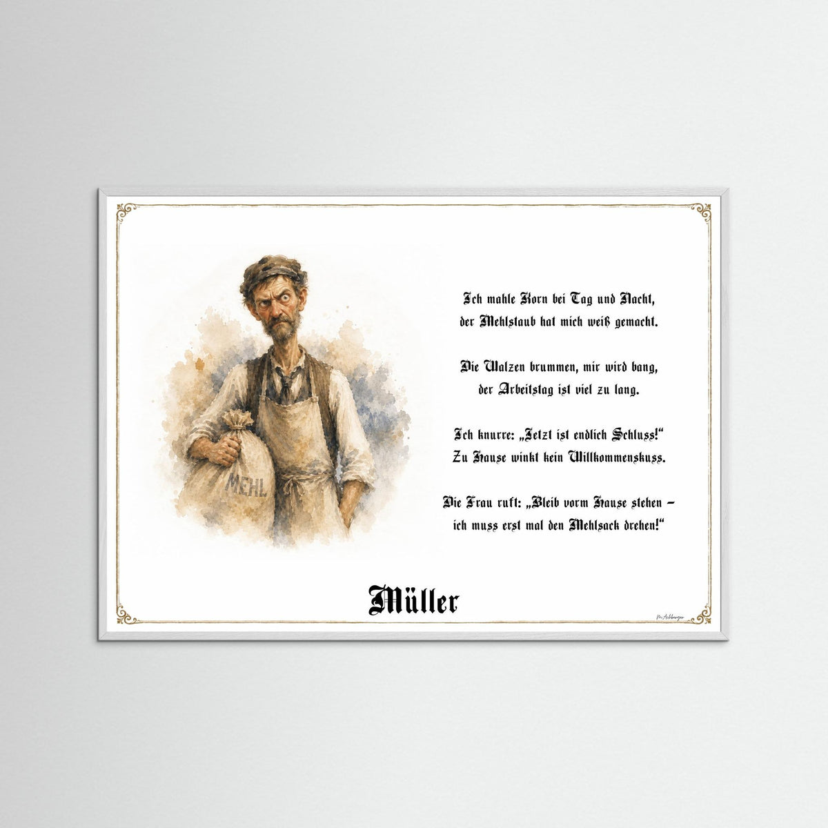 Zunftbild Der Müller-Griesgram – Beispielansicht des Kunstdrucks