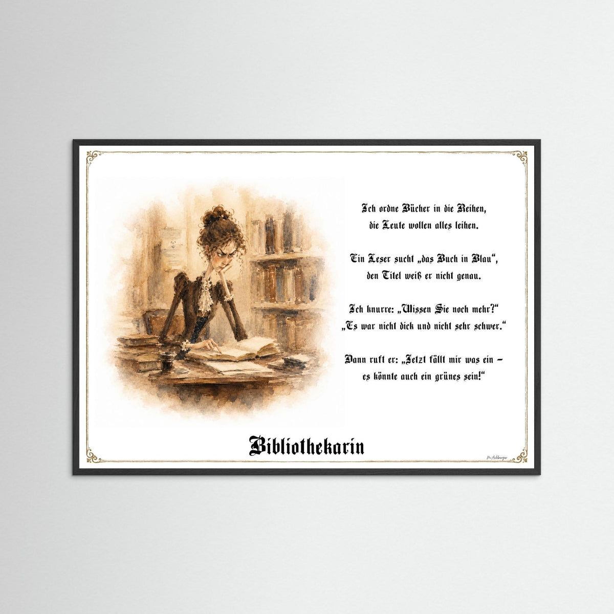 Zunftbild Die Bibliothekarin-Griesgram – Beispielansicht des Kunstdrucks