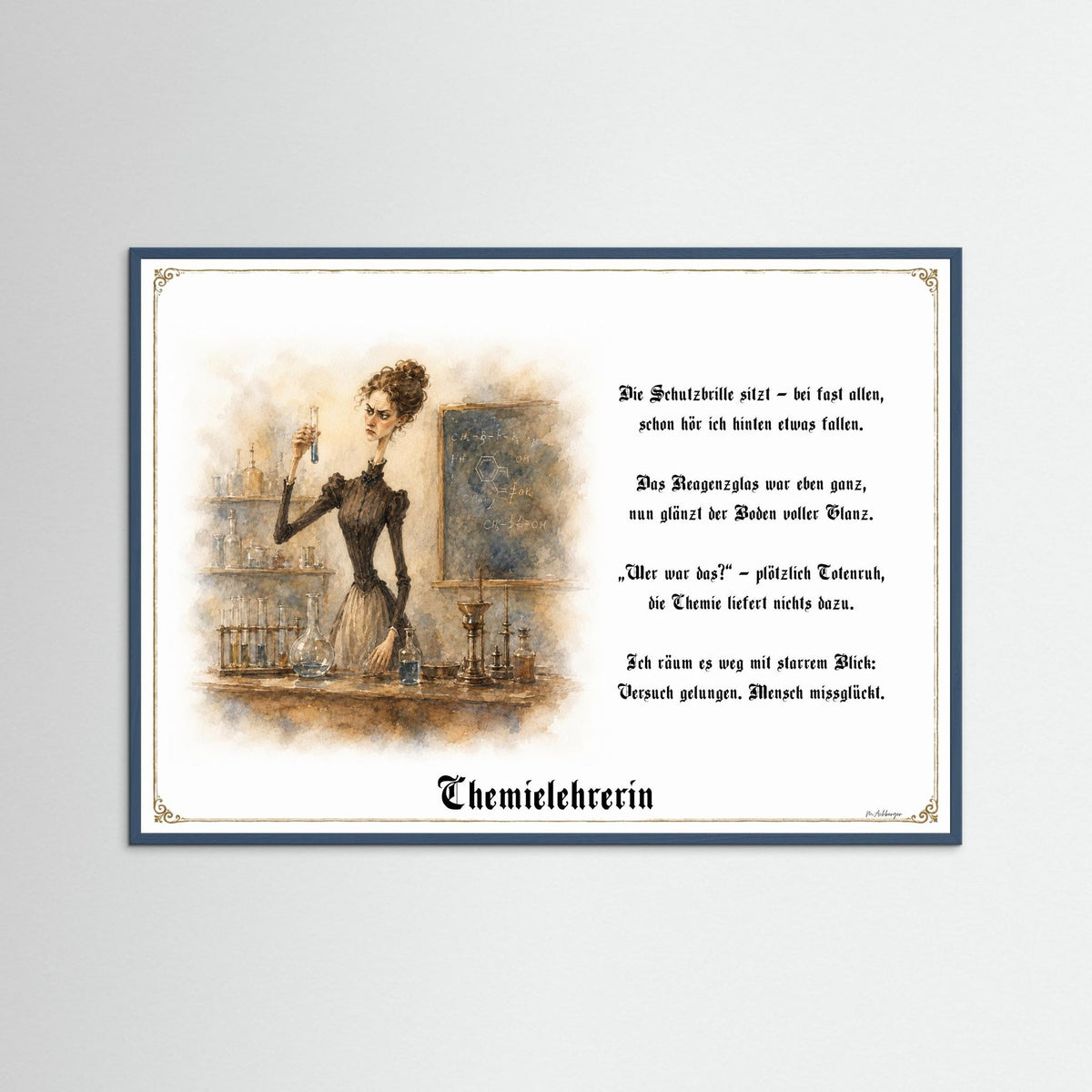 Zunftbild Die Chemielehrerin-Griesgram – Beispielansicht des Kunstdrucks