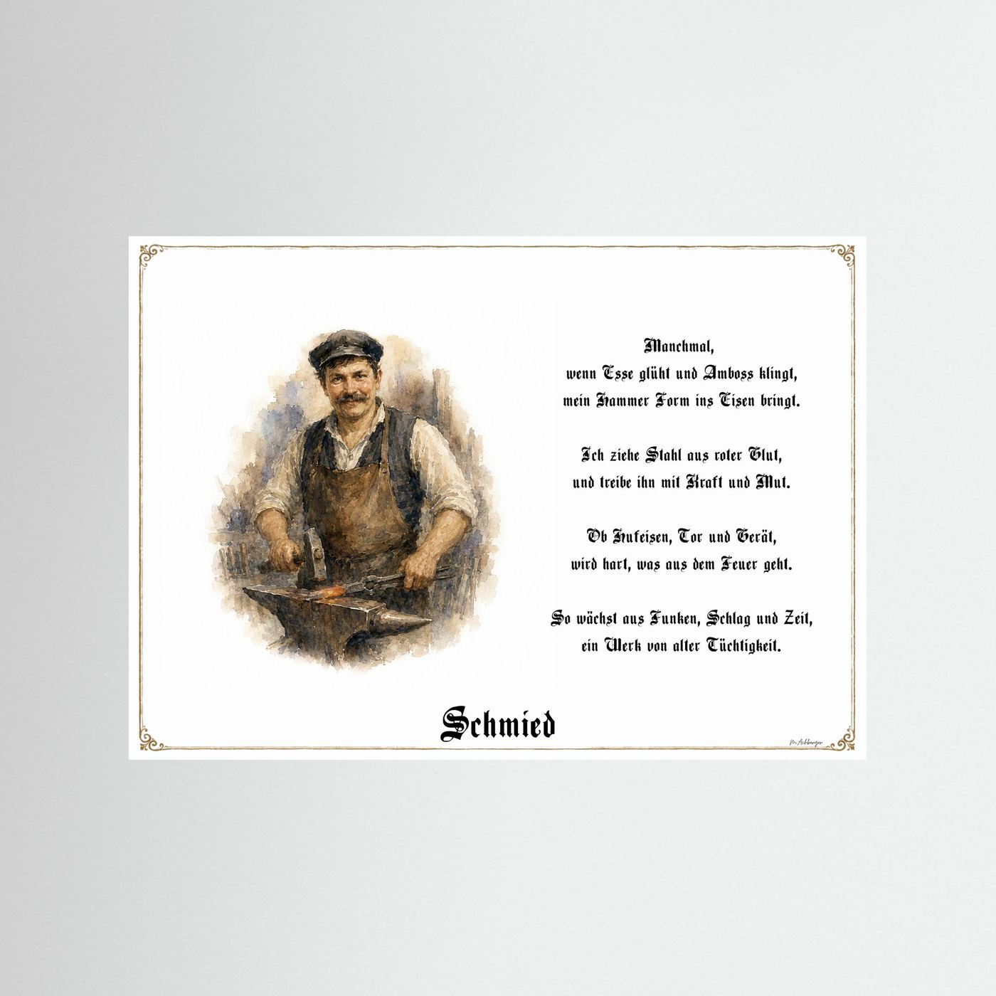 Zunftbild Schmied als Fine-Art-Kunstdruck ohne Rahmen
