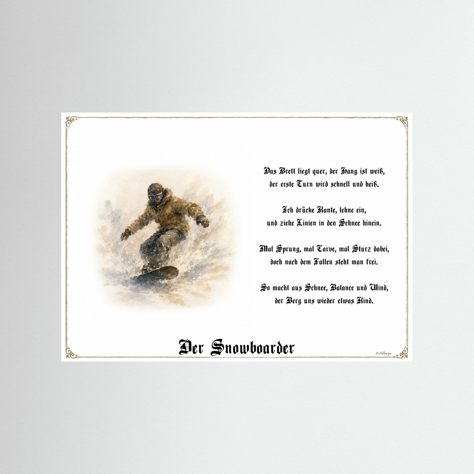 Sportbild Snowboarder als Fine-Art-Kunstdruck ohne Rahmen