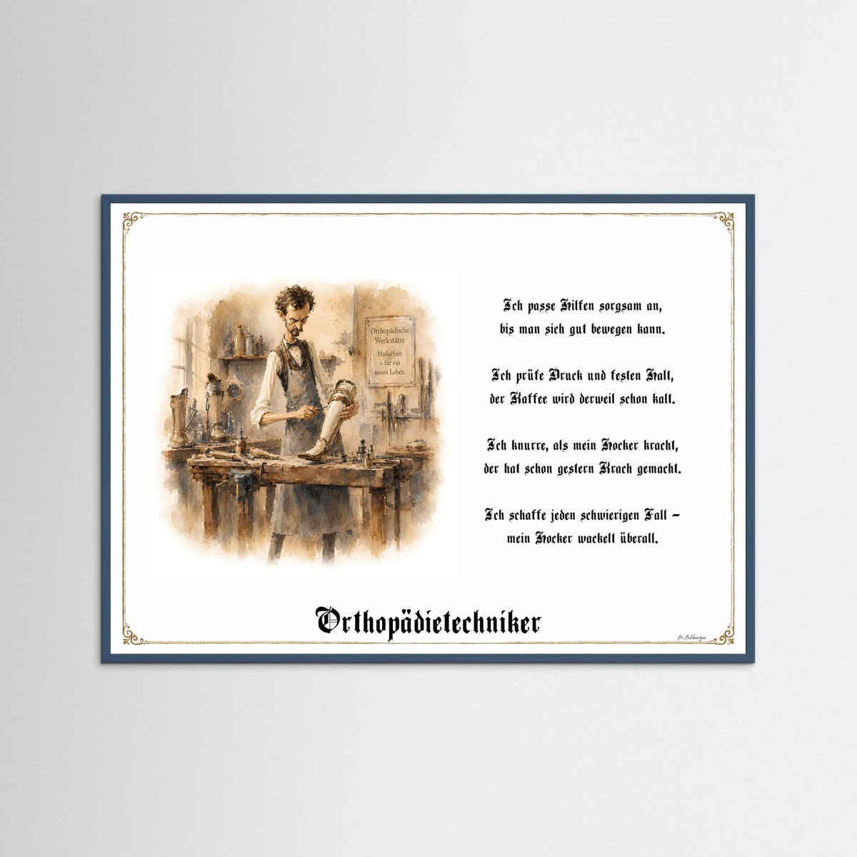 Zunftbild Der Orthopädietechniker-Griesgram – Beispielansicht des Kunstdrucks