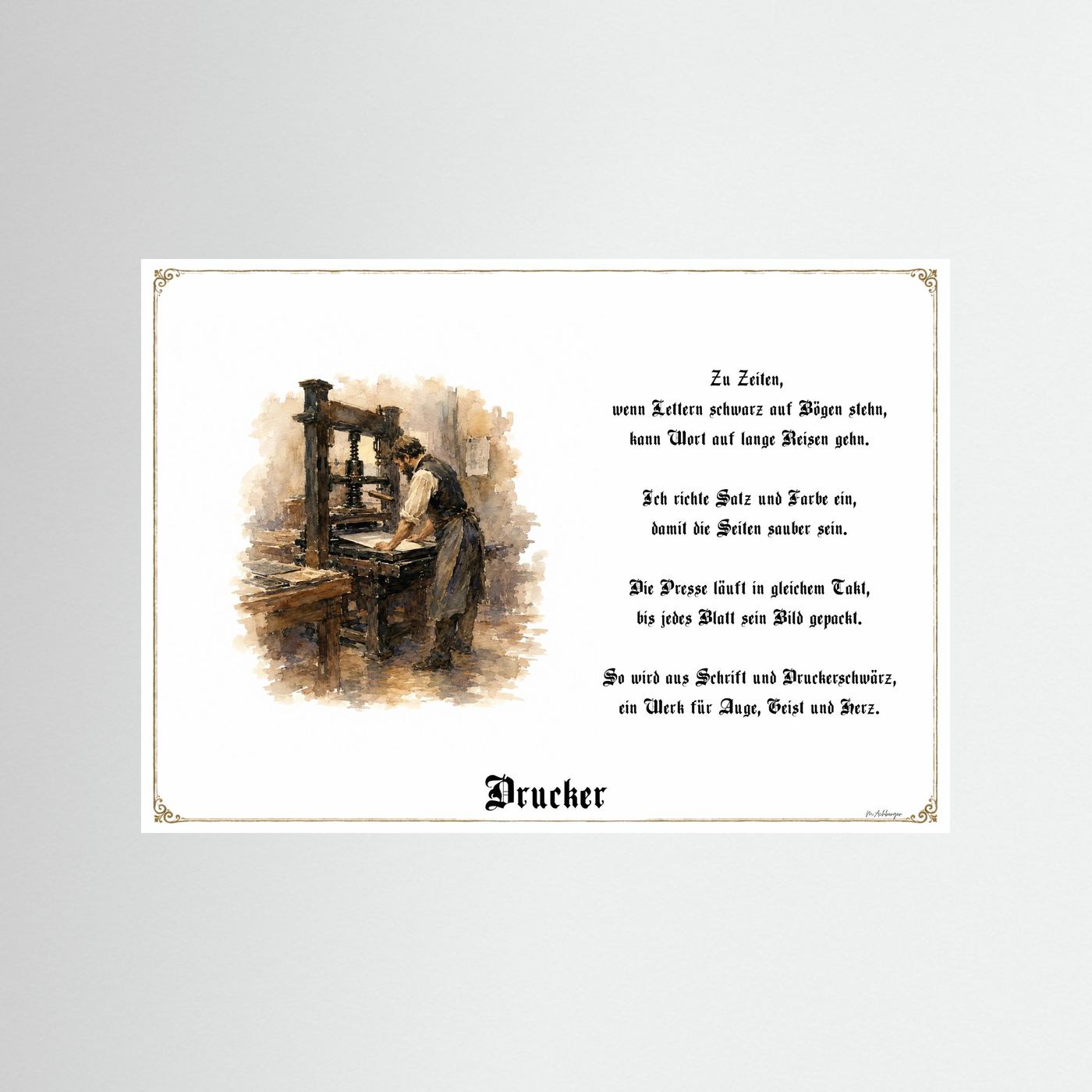 Zunftbild Drucker als Fine-Art-Kunstdruck ohne Rahmen