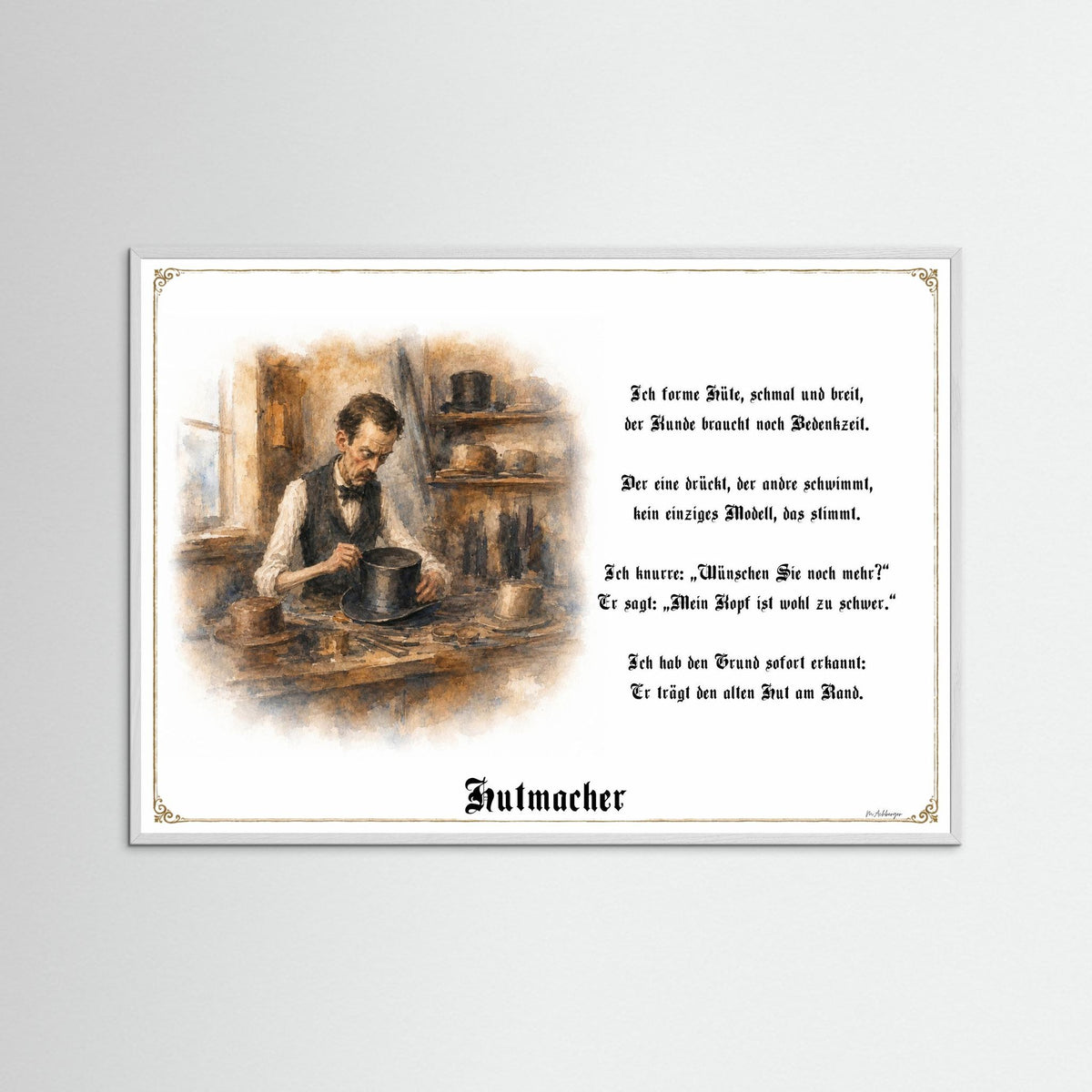 Zunftbild Der Hutmacher-Griesgram – Beispielansicht des Kunstdrucks