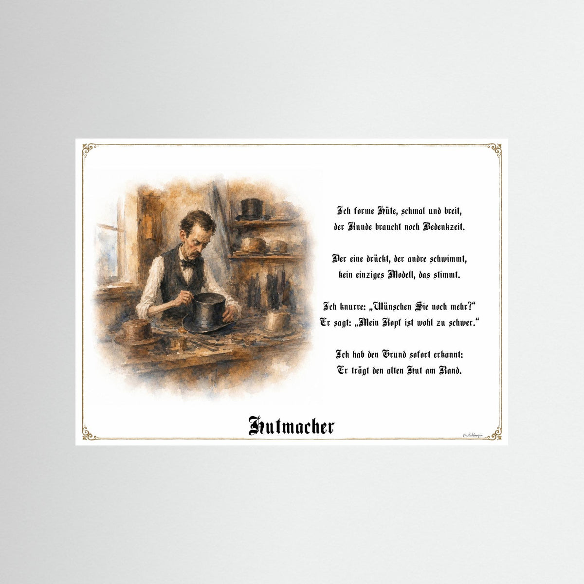 Zunftbild Der Hutmacher-Griesgram – Beispielansicht des Kunstdrucks