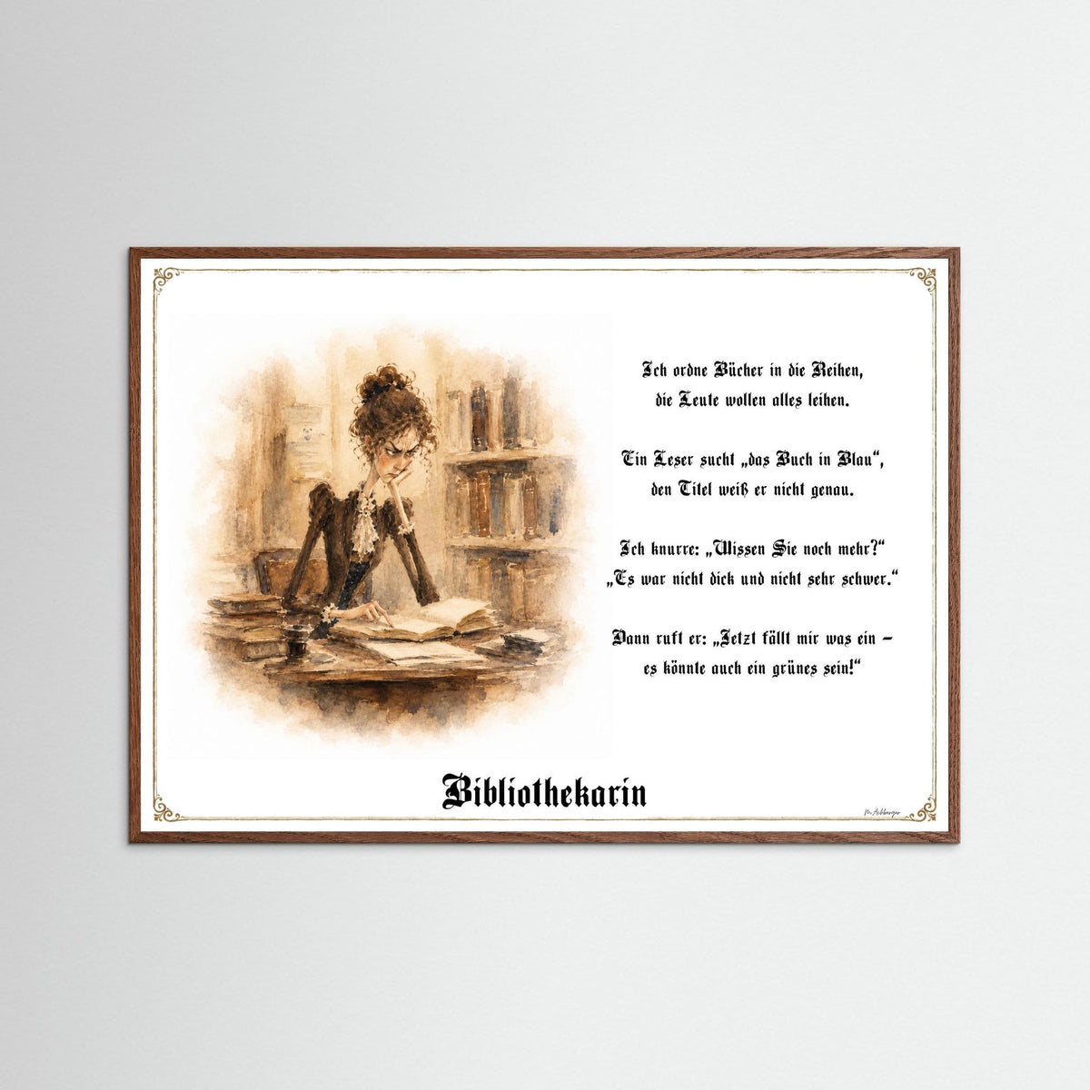 Zunftbild Die Bibliothekarin-Griesgram – Beispielansicht des Kunstdrucks