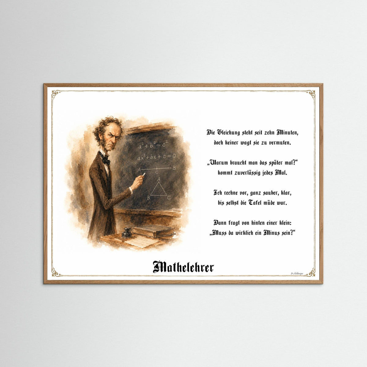 Zunftbild Der Mathelehrer-Griesgram – Beispielansicht des Kunstdrucks