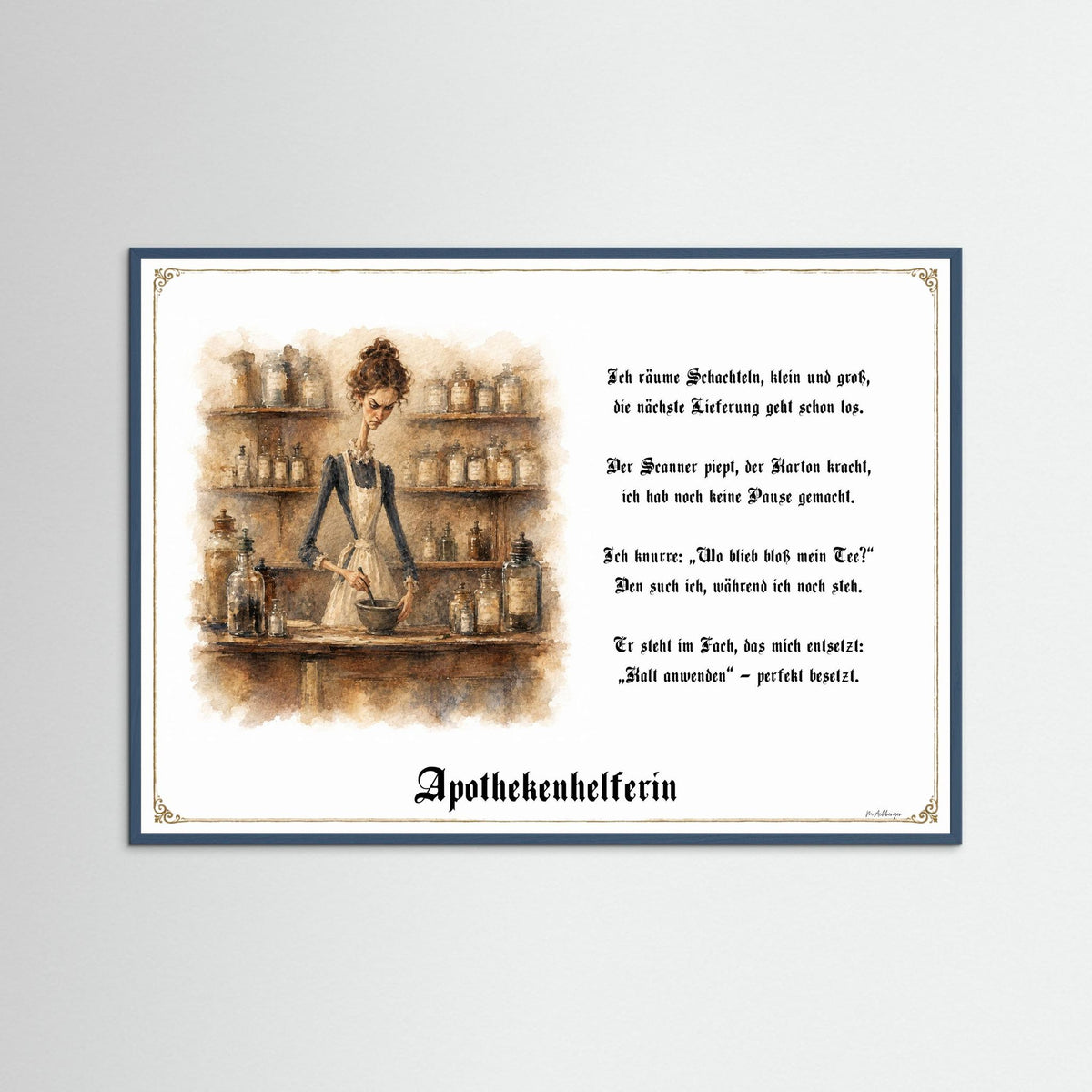 Zunftbild Die Apothekenhelferin-Griesgram – Beispielansicht des Kunstdrucks