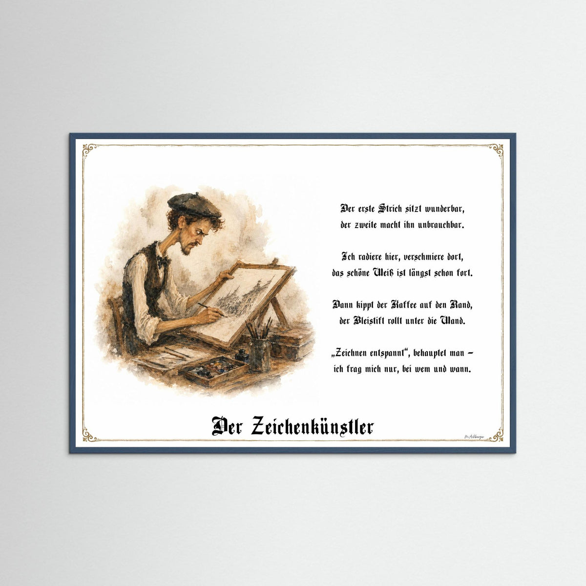 Zunftbild Der Zeichenkünstler-Griesgram – Beispielansicht des Kunstdrucks