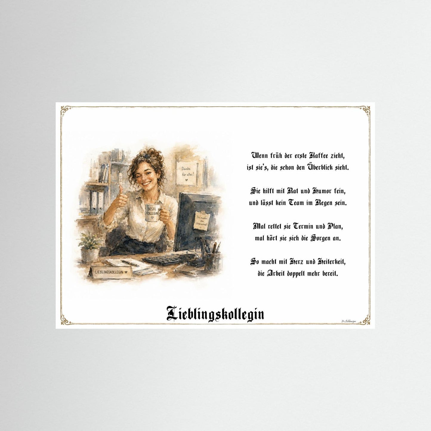 Lieblingskollegin Kunstdruck als Geschenk ohne Rahmen