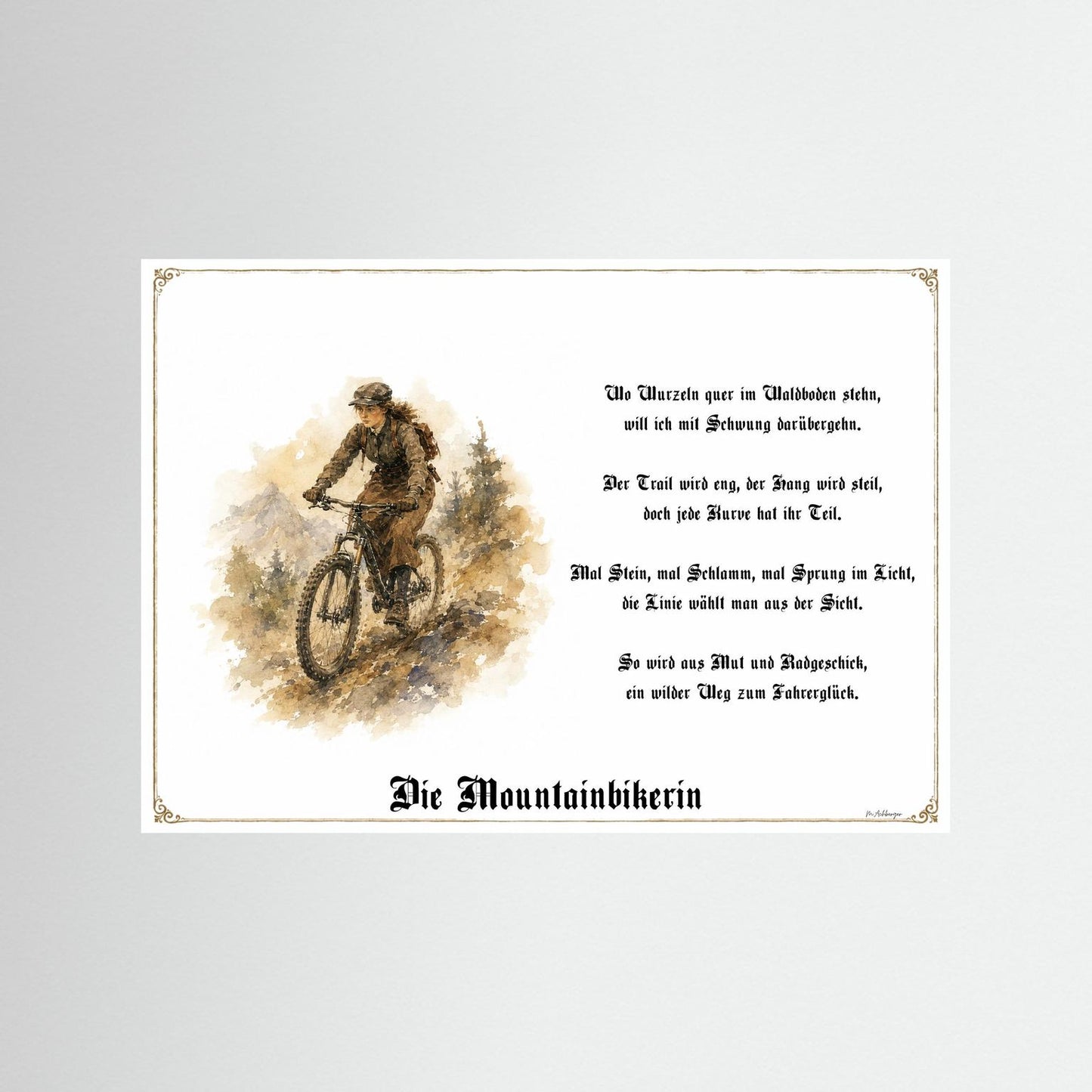 Sportbild Mountainbikerin als Fine-Art-Kunstdruck ohne Rahmen
