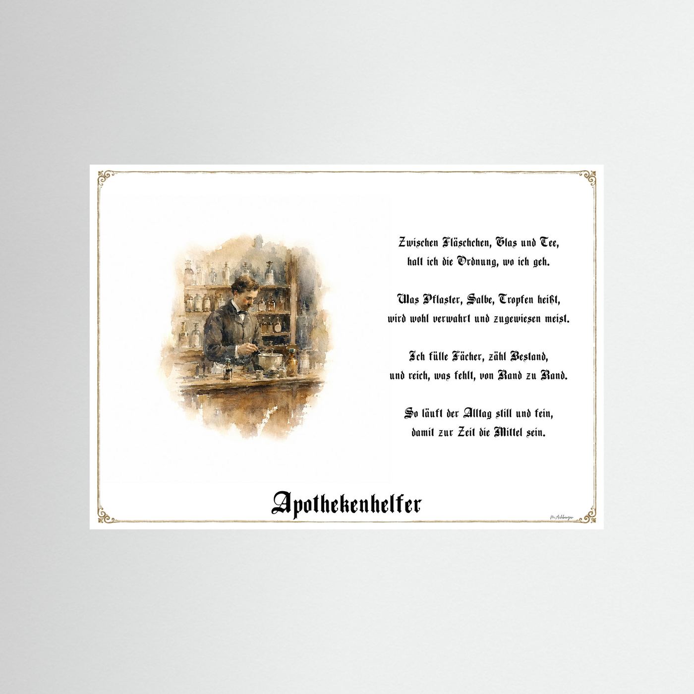 Zunftbild Apothekenhelfer als Fine-Art-Kunstdruck ohne Rahmen