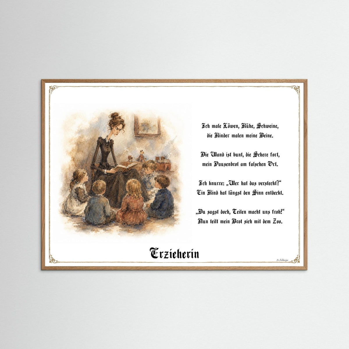 Zunftbild Die Erzieherin-Griesgram – Beispielansicht des Kunstdrucks