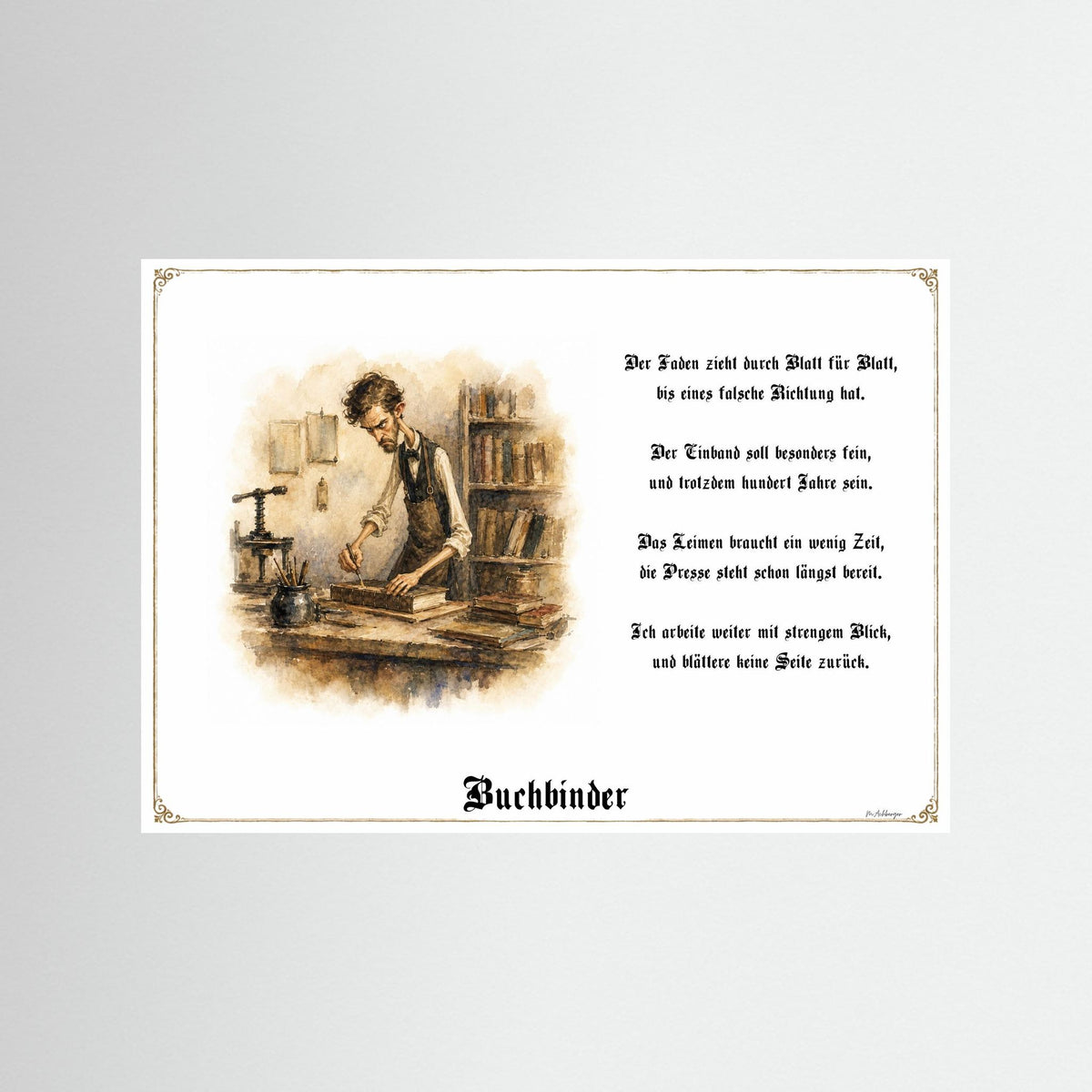 Zunftbild Der Buchbinder-Griesgram – Beispielansicht des Kunstdrucks