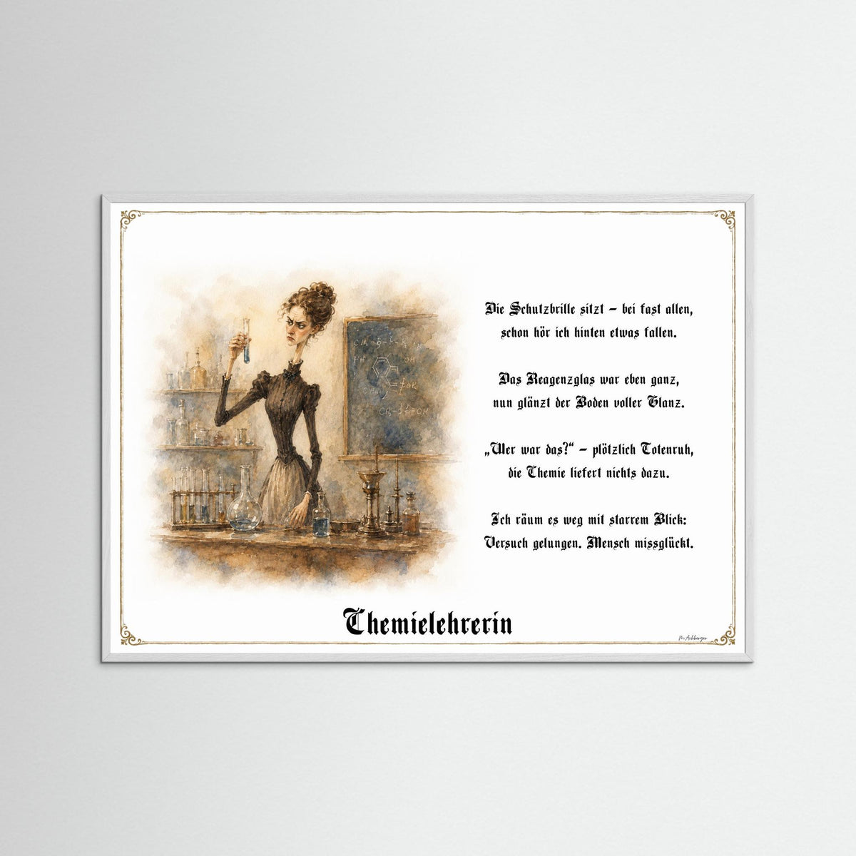 Zunftbild Die Chemielehrerin-Griesgram – Beispielansicht des Kunstdrucks