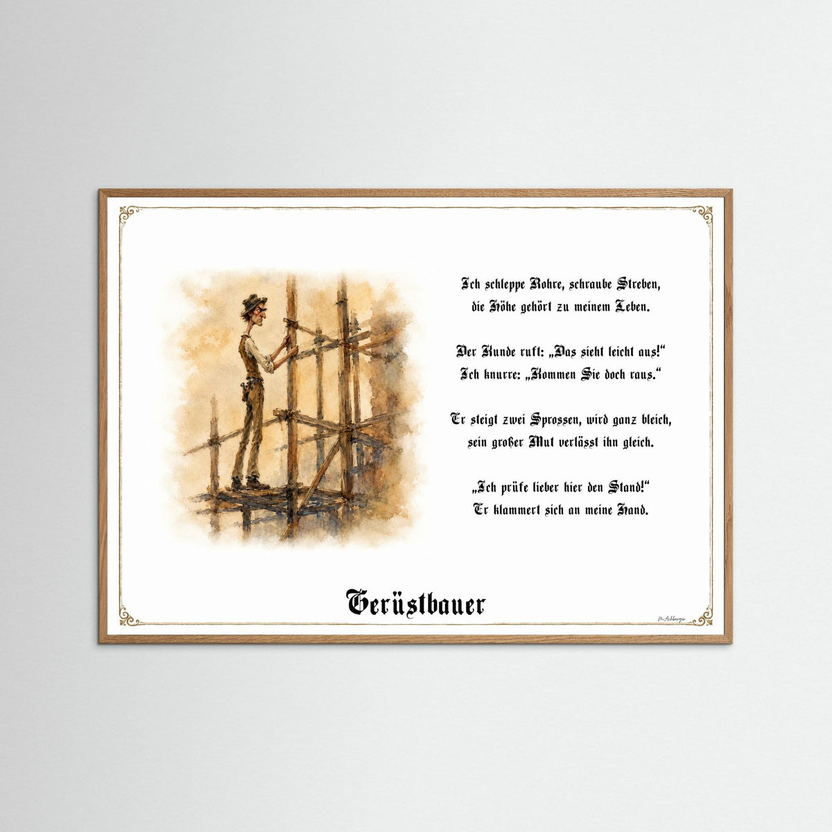 Zunftbild Der Gerüstbauer-Griesgram – Beispielansicht des Kunstdrucks