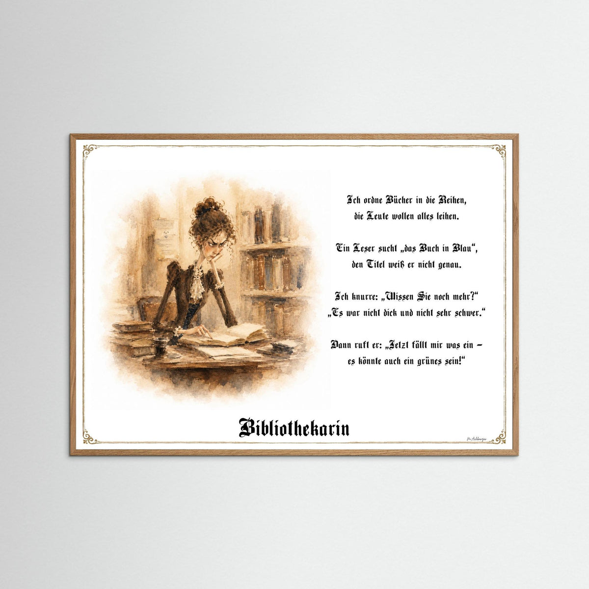 Zunftbild Die Bibliothekarin-Griesgram – Beispielansicht des Kunstdrucks