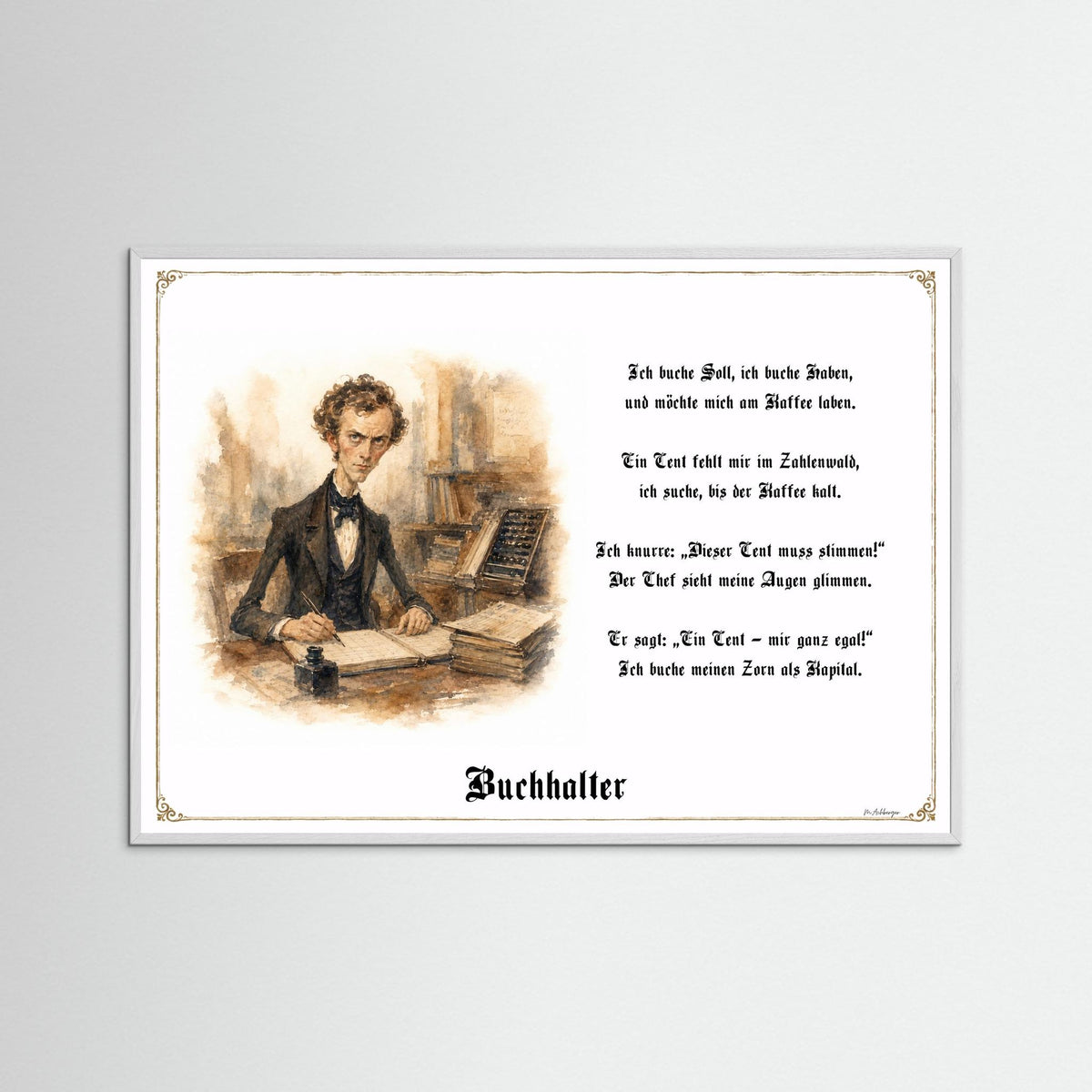 Zunftbild Der Buchhalter-Griesgram – Beispielansicht des Kunstdrucks