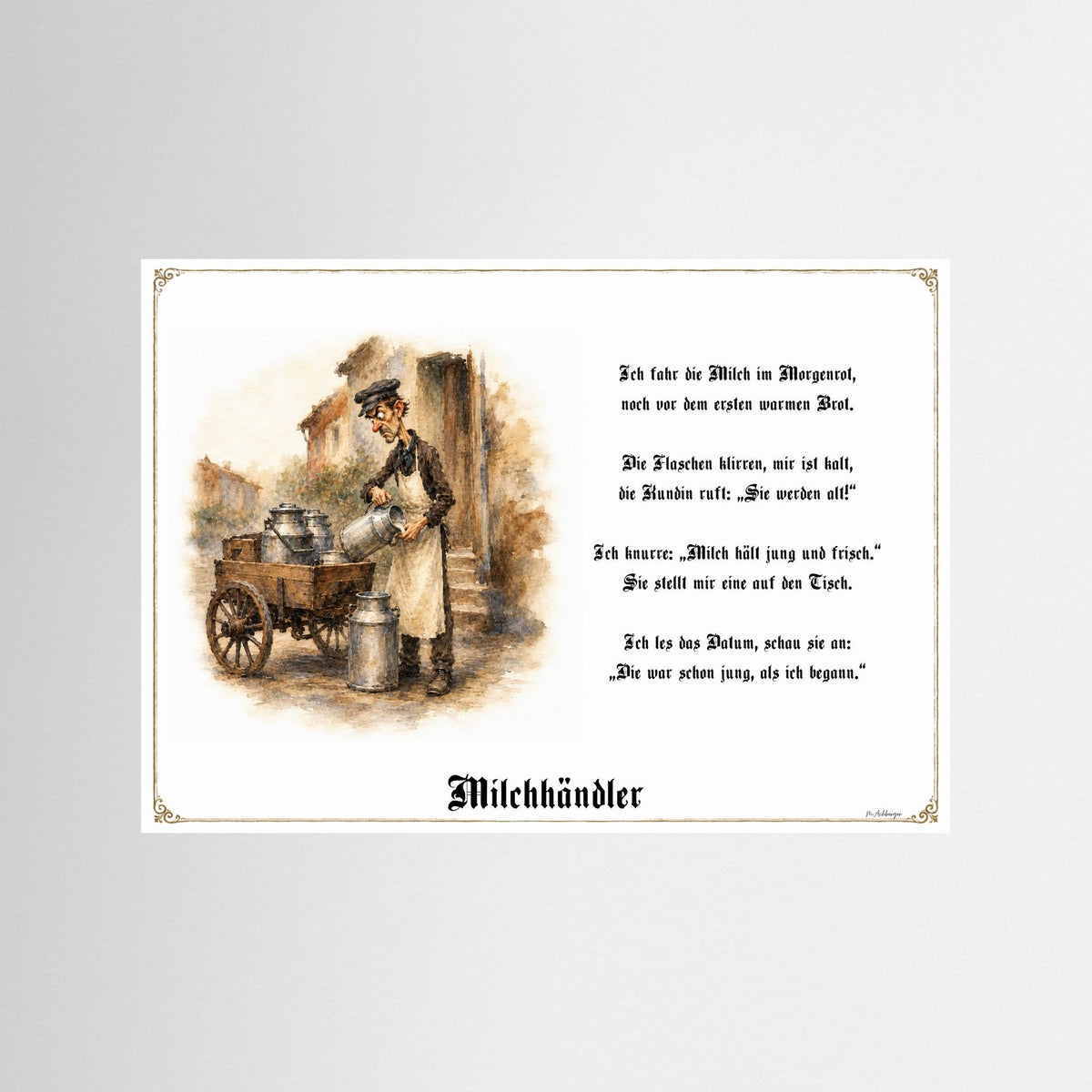 Zunftbild Der Milchhändler-Griesgram – Beispielansicht des Kunstdrucks
