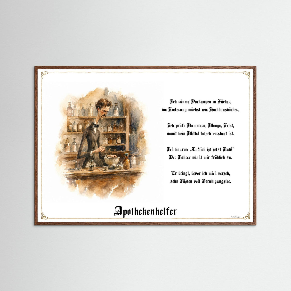 Zunftbild Der Apothekenhelfer-Griesgram – Beispielansicht des Kunstdrucks