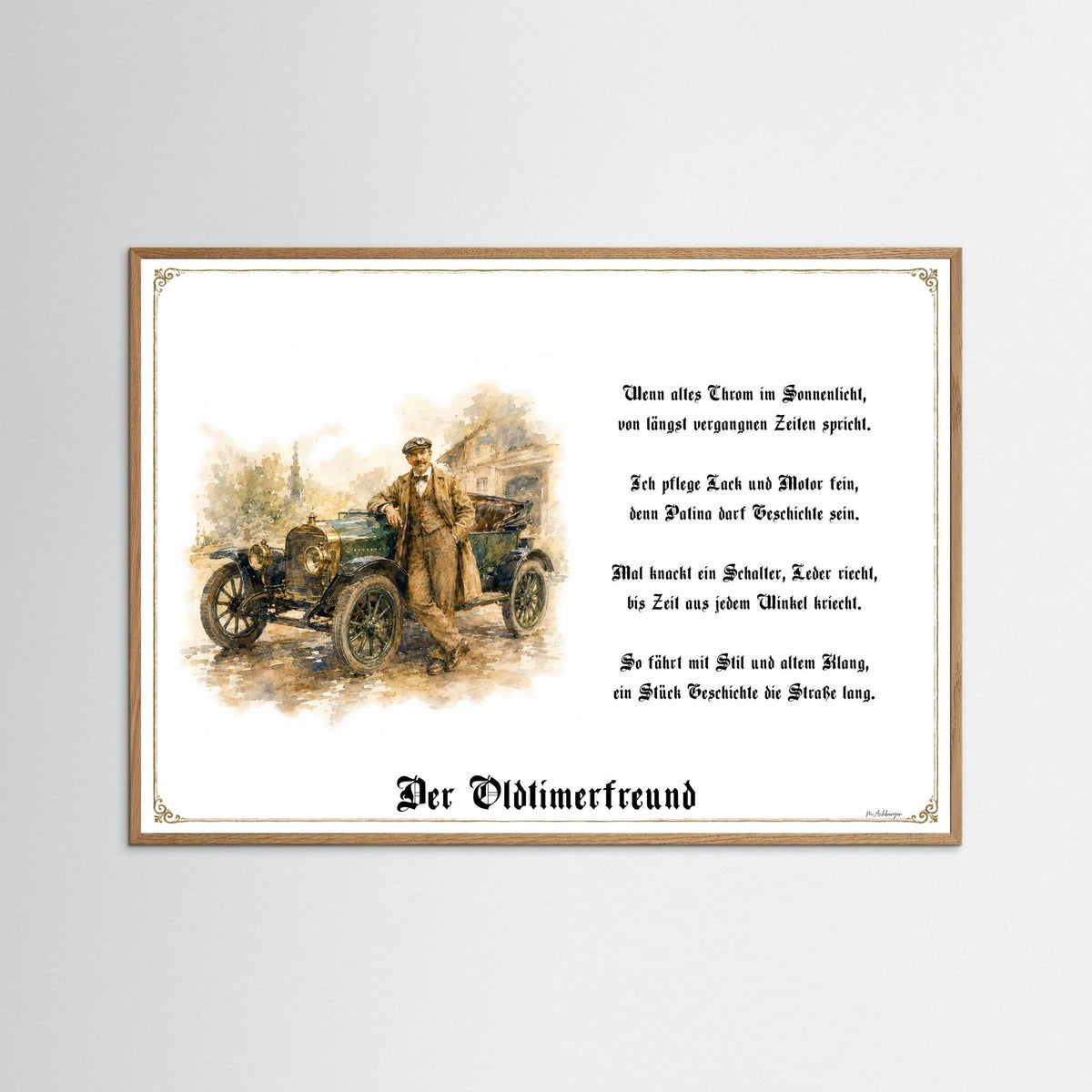 Zunftbild Der Oldtimerfreund – Beispielansicht des Kunstdrucks