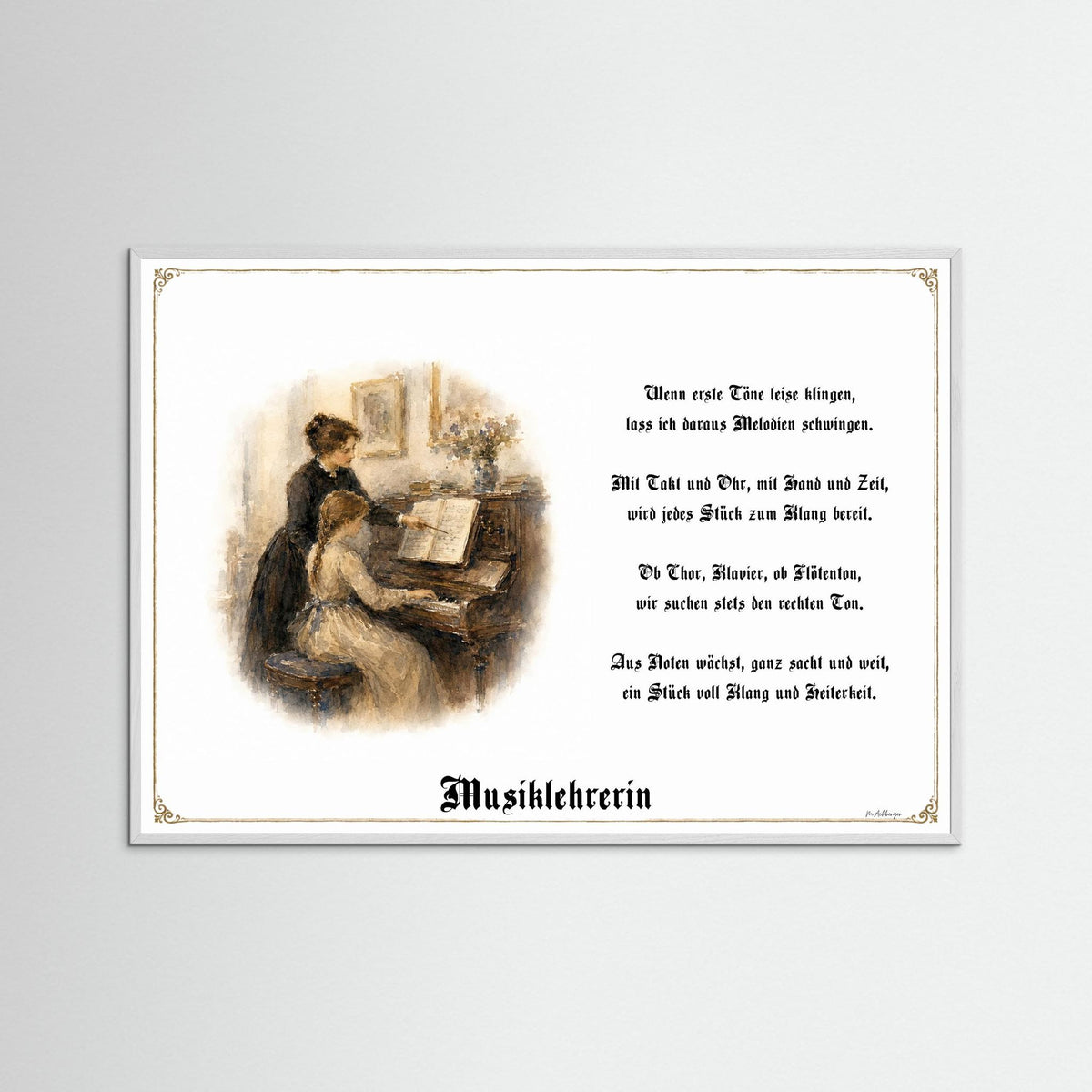 Zunftbild Musiklehrerin – Beispielansicht des Kunstdrucks