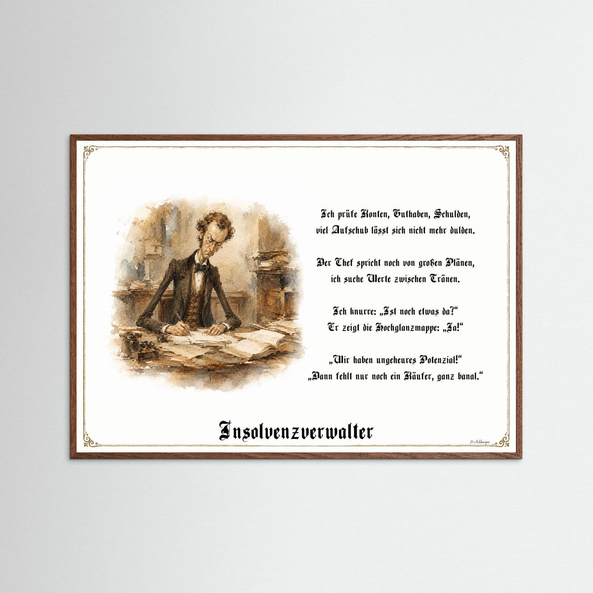 Zunftbild Der Insolvenzverwalter-Griesgram – Beispielansicht des Kunstdrucks