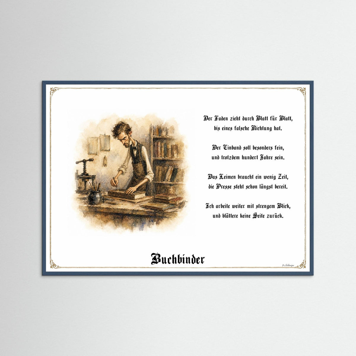 Zunftbild Der Buchbinder-Griesgram – Beispielansicht des Kunstdrucks