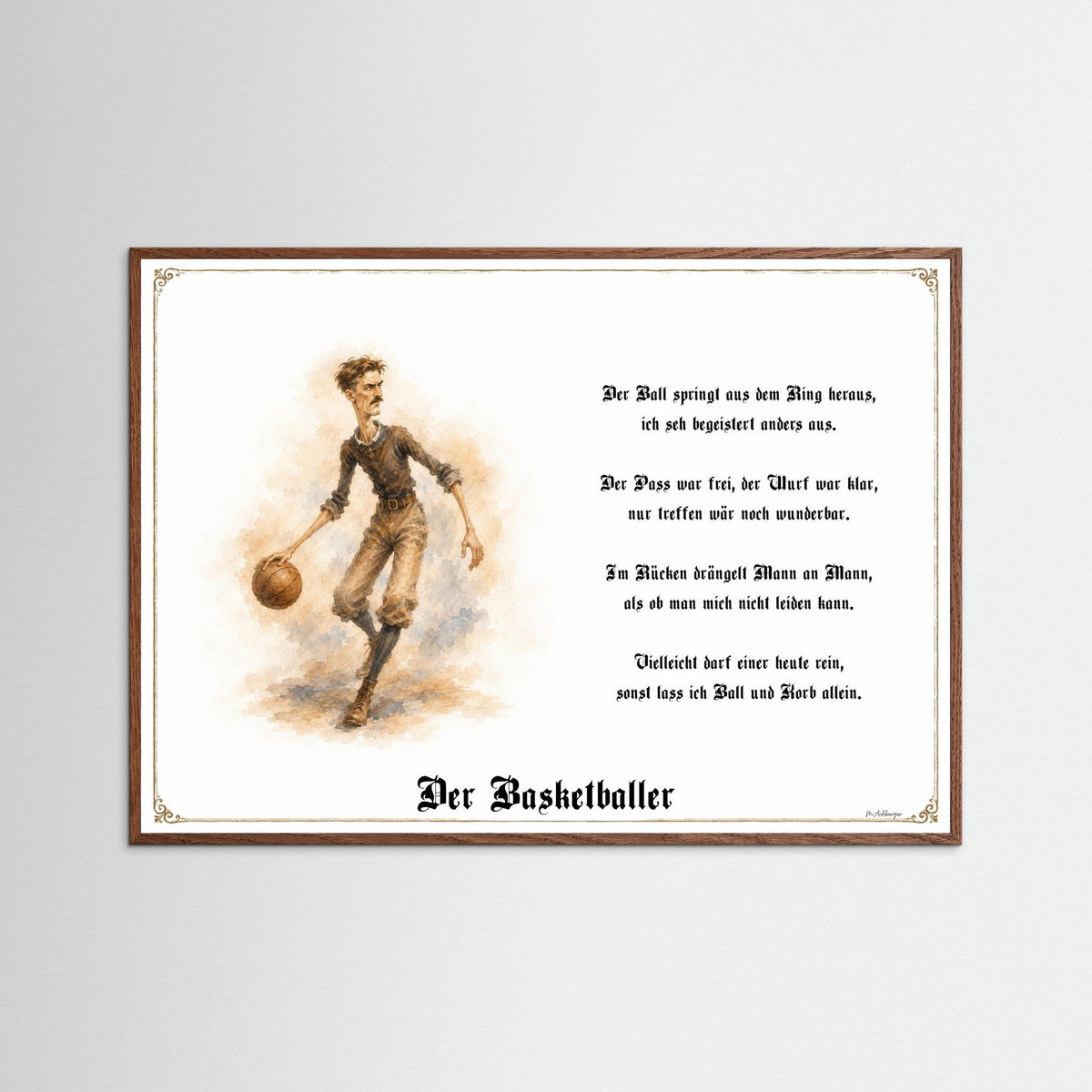 Zunftbild Der Basketballer-Griesgram – Beispielansicht des Kunstdrucks