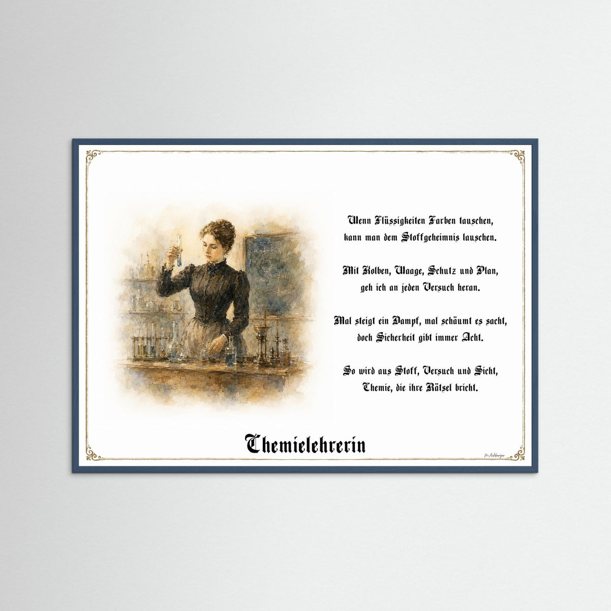 Zunftbild Chemielehrerin – Beispielansicht des Kunstdrucks