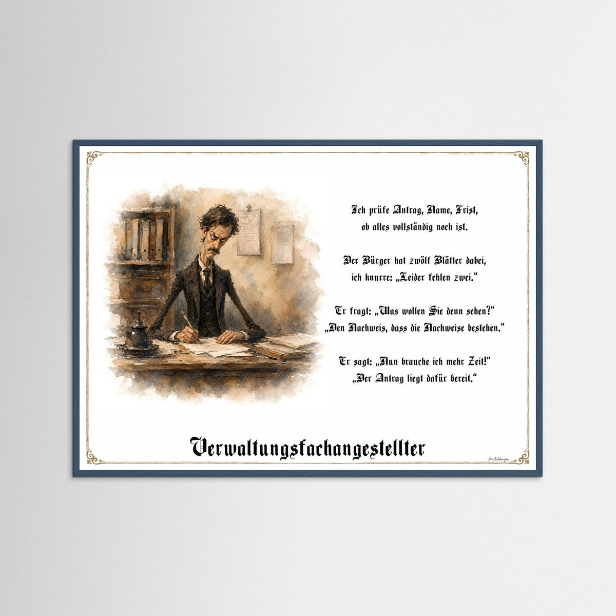 Zunftbild Der Verwaltungsfachangestellte-Griesgram – Beispielansicht des Kunstdrucks