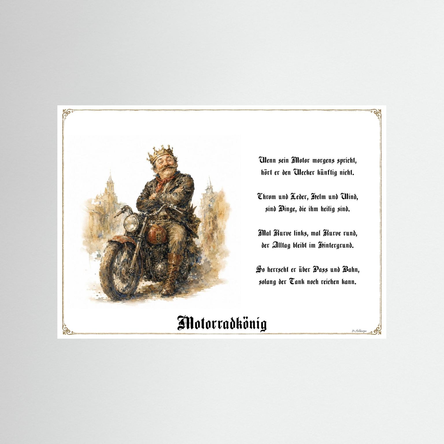 Motorradkönig Kunstdruck als Geschenk ohne Rahmen