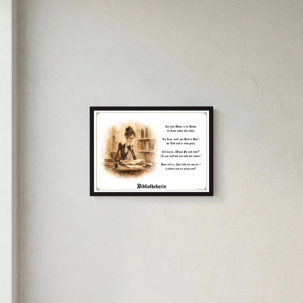 Zunftbild Die Bibliothekarin-Griesgram – Beispielansicht des Kunstdrucks