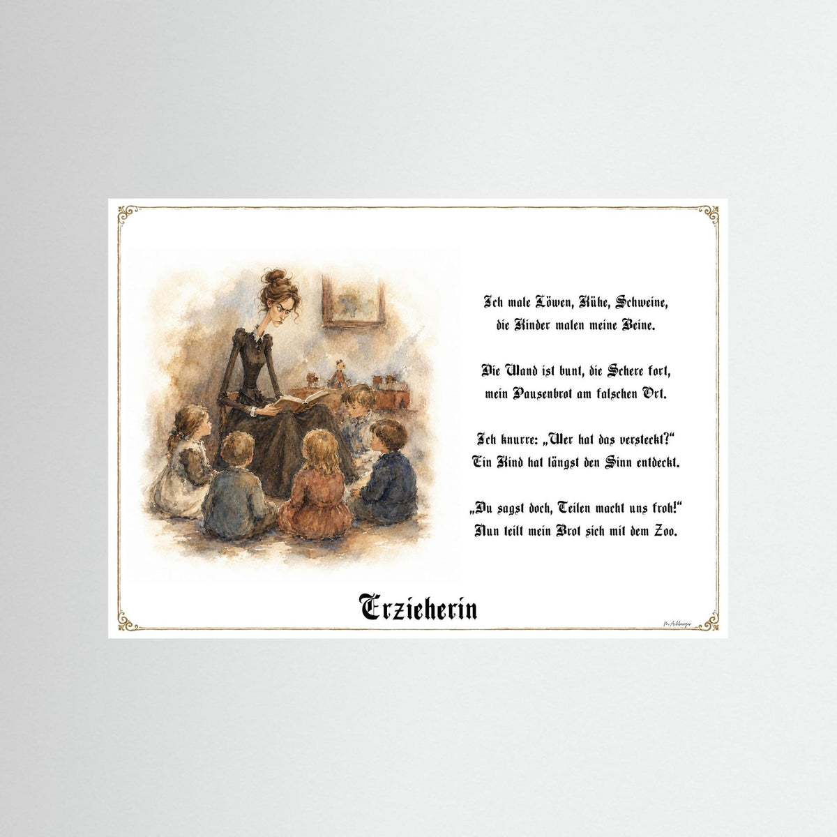 Zunftbild Die Erzieherin-Griesgram – Beispielansicht des Kunstdrucks