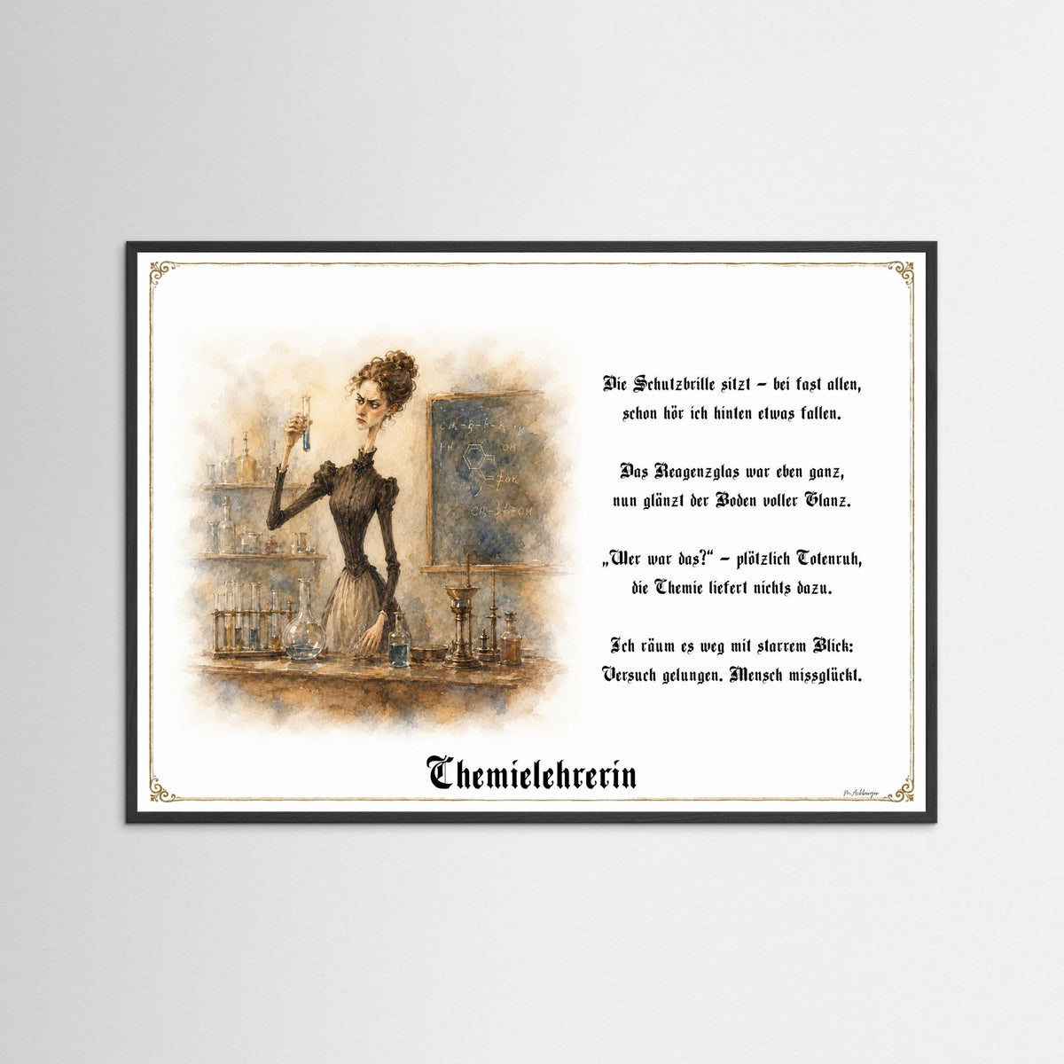 Zunftbild Die Chemielehrerin-Griesgram – Beispielansicht des Kunstdrucks