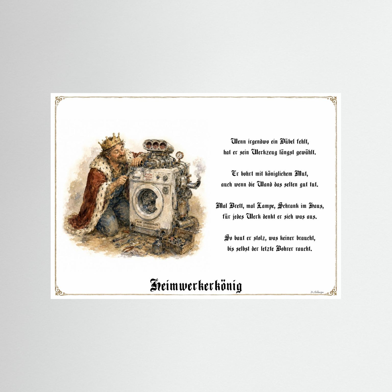 Heimwerkerkönig Kunstdruck als Geschenk ohne Rahmen