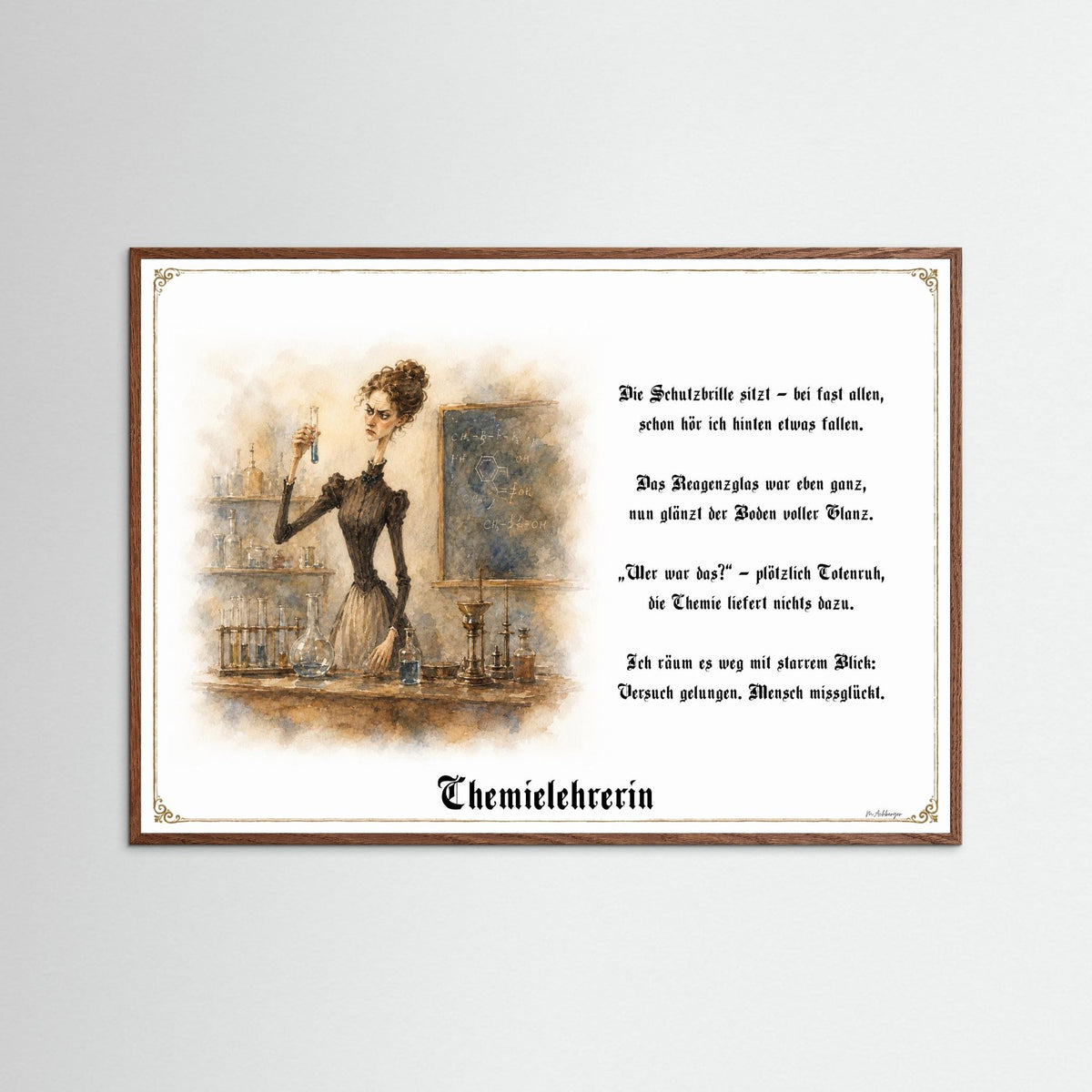 Zunftbild Die Chemielehrerin-Griesgram – Beispielansicht des Kunstdrucks