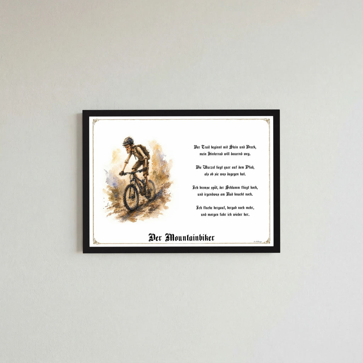 Zunftbild Der Mountainbiker-Griesgram – Beispielansicht des Kunstdrucks
