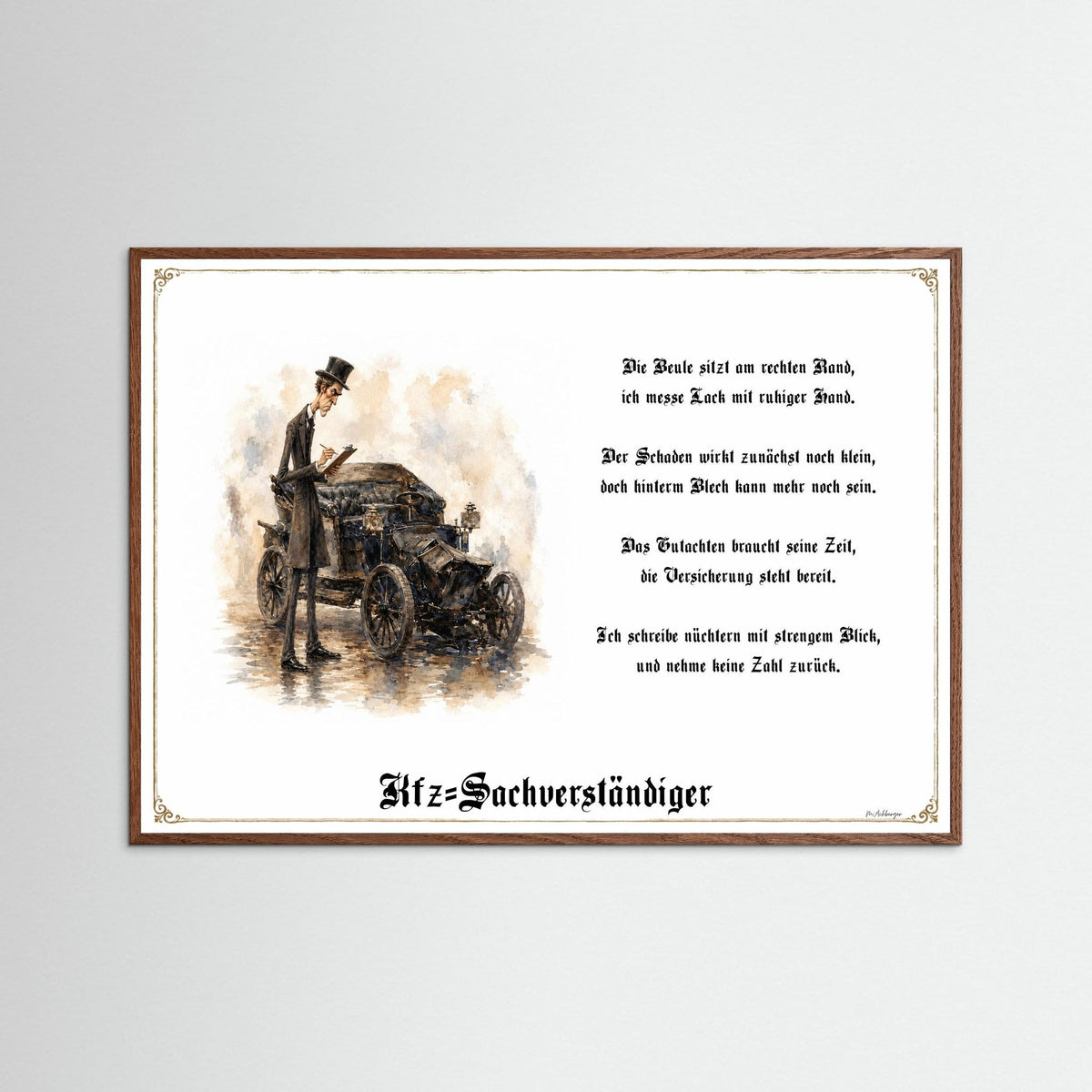 Zunftbild Der Kfz-Sachverständige-Griesgram – Beispielansicht des Kunstdrucks