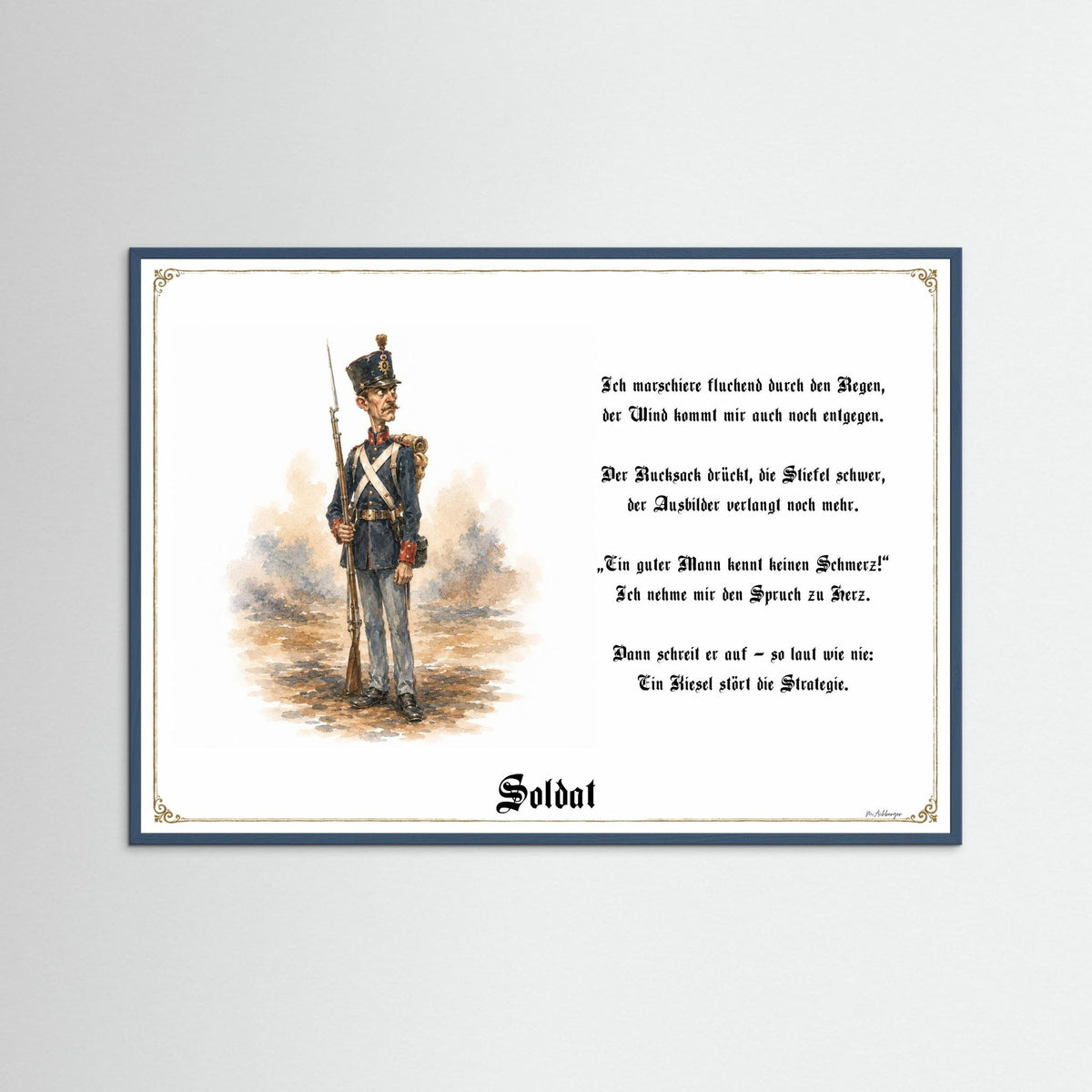 Zunftbild Der Soldat-Griesgram – Beispielansicht des Kunstdrucks