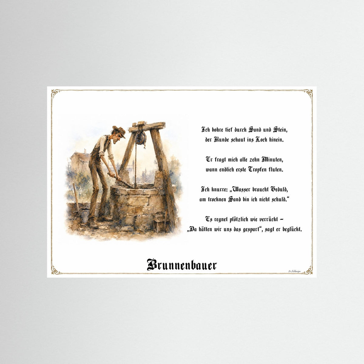 Zunftbild Der Brunnenbauer-Griesgram – Beispielansicht des Kunstdrucks