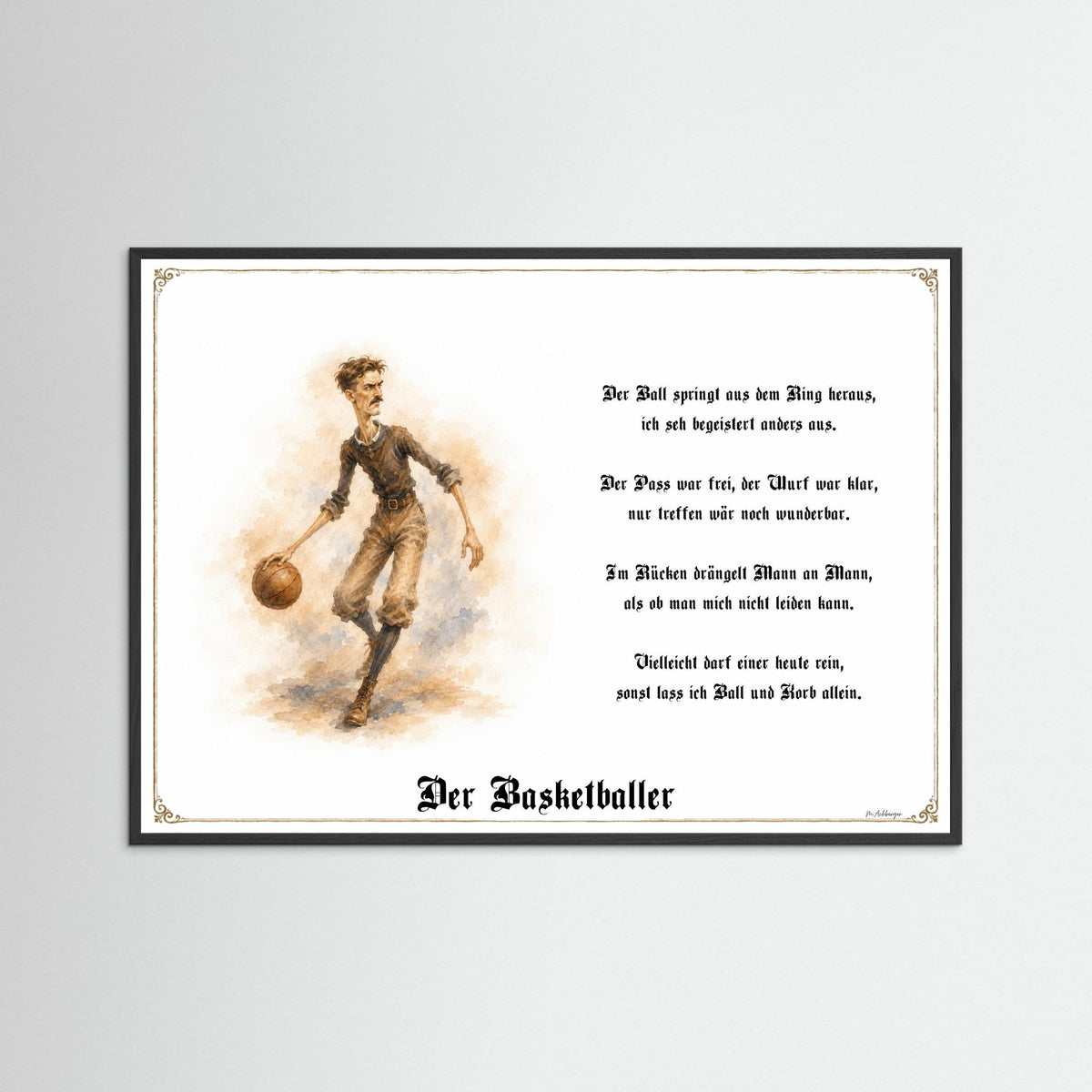 Zunftbild Der Basketballer-Griesgram – Beispielansicht des Kunstdrucks