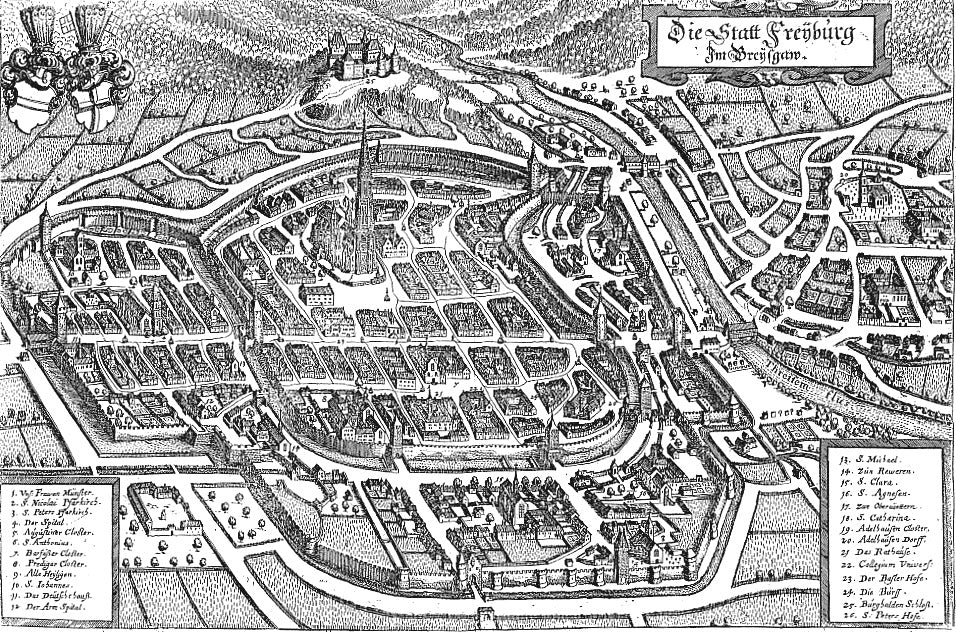 Historische Stadtansicht Freiburg nach Merian
