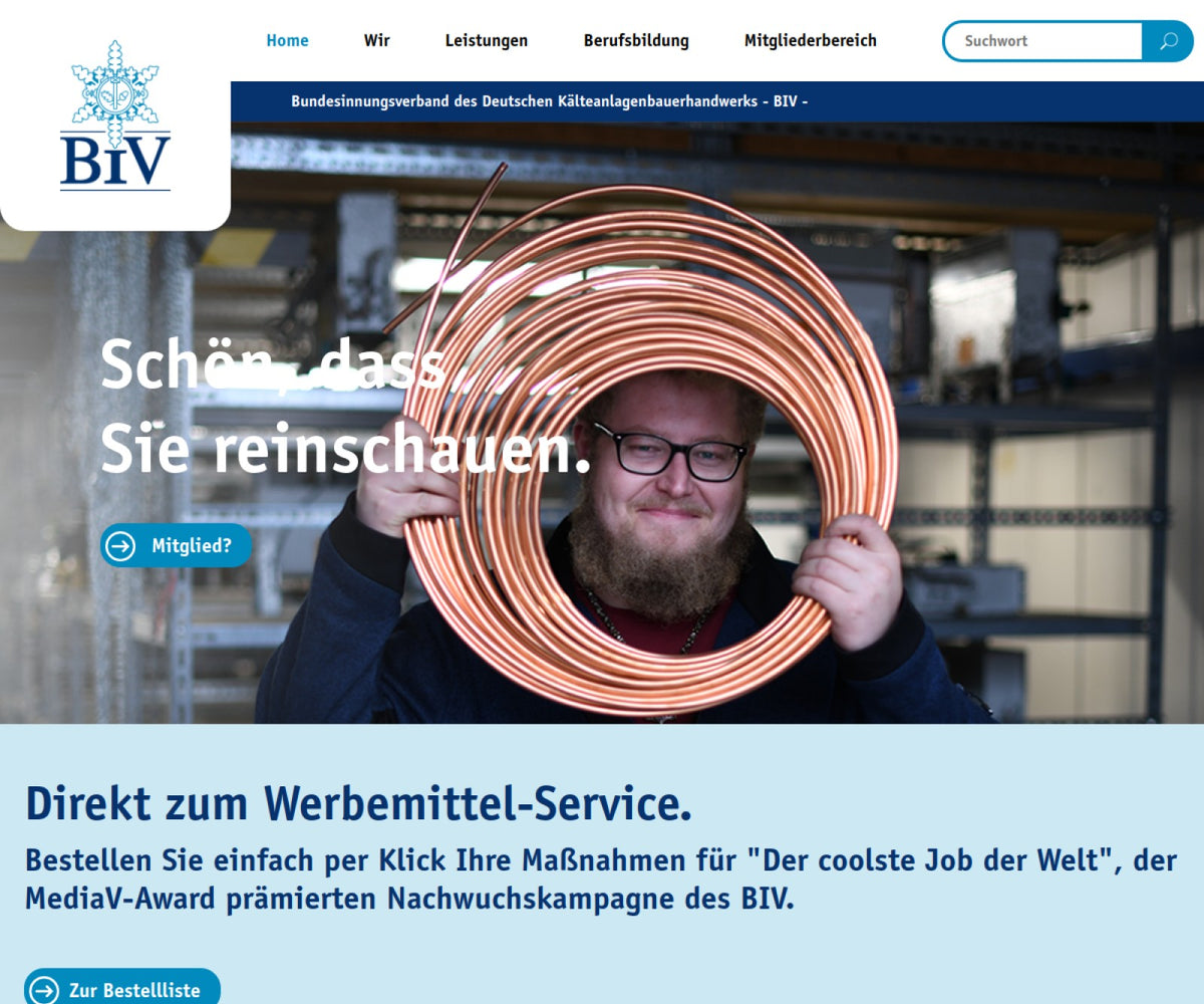 Screenshot der offiziellen Website von Bundesinnungsverband des Deutschen Kälteanlagenbauerhandwerks