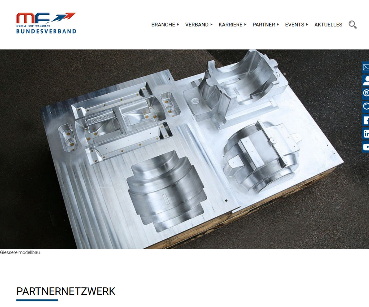 Screenshot der offiziellen Website von Bundesverband Modell- und Formenbau e.V.