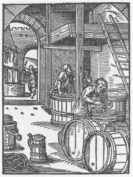 Historische Darstellung des Handwerks: Bierbrauer